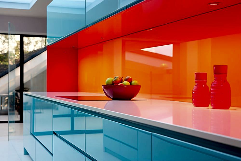 Renkli epoksi kaplama ile modern mutfak tezgâhı tasarımı